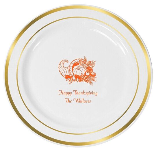 Design Your Own Thanksgiving Premium Banded Plastic Plates